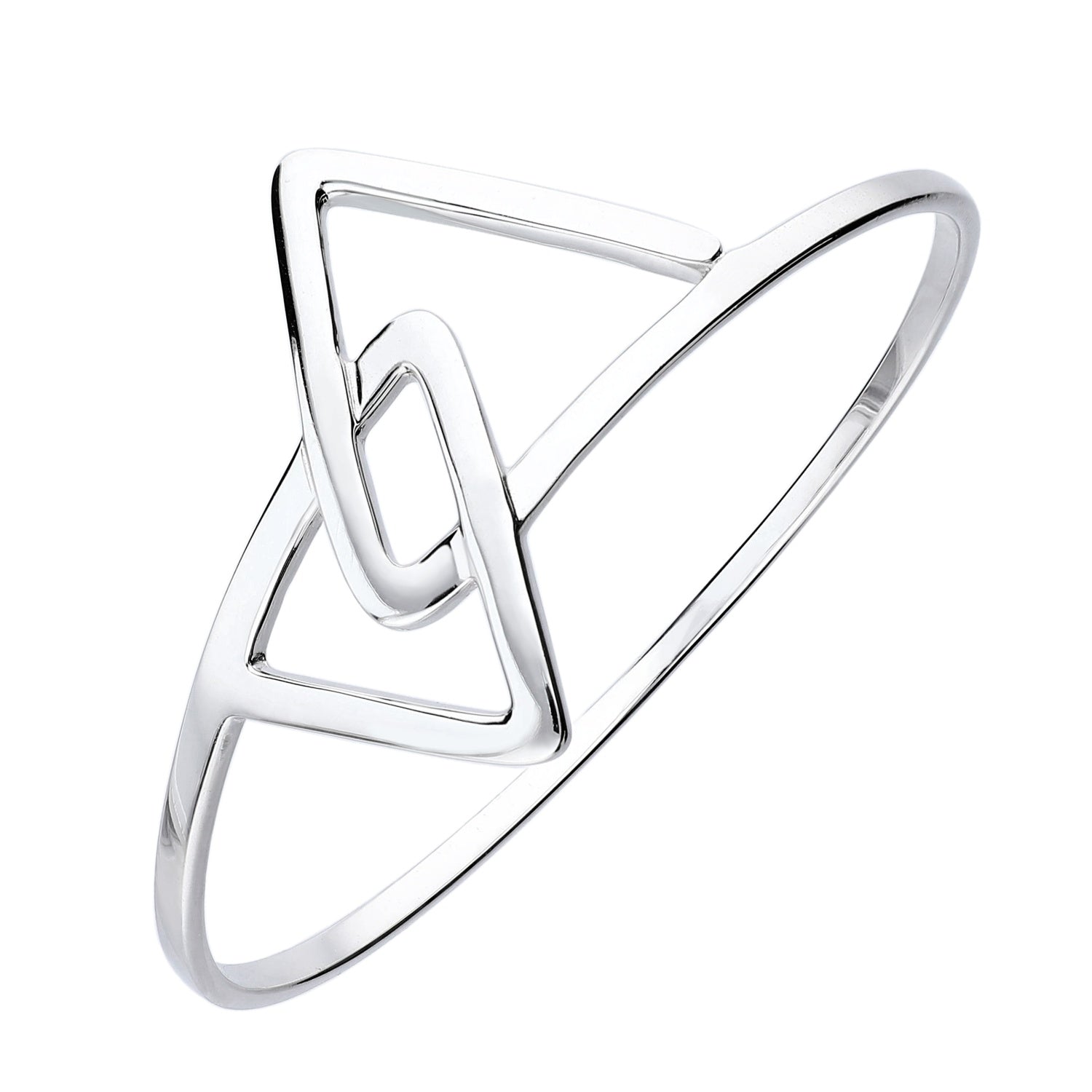 925 STERLING SILVER DOUBLE TRIANGLES SLIP ON BANGLE BRACELET F57456