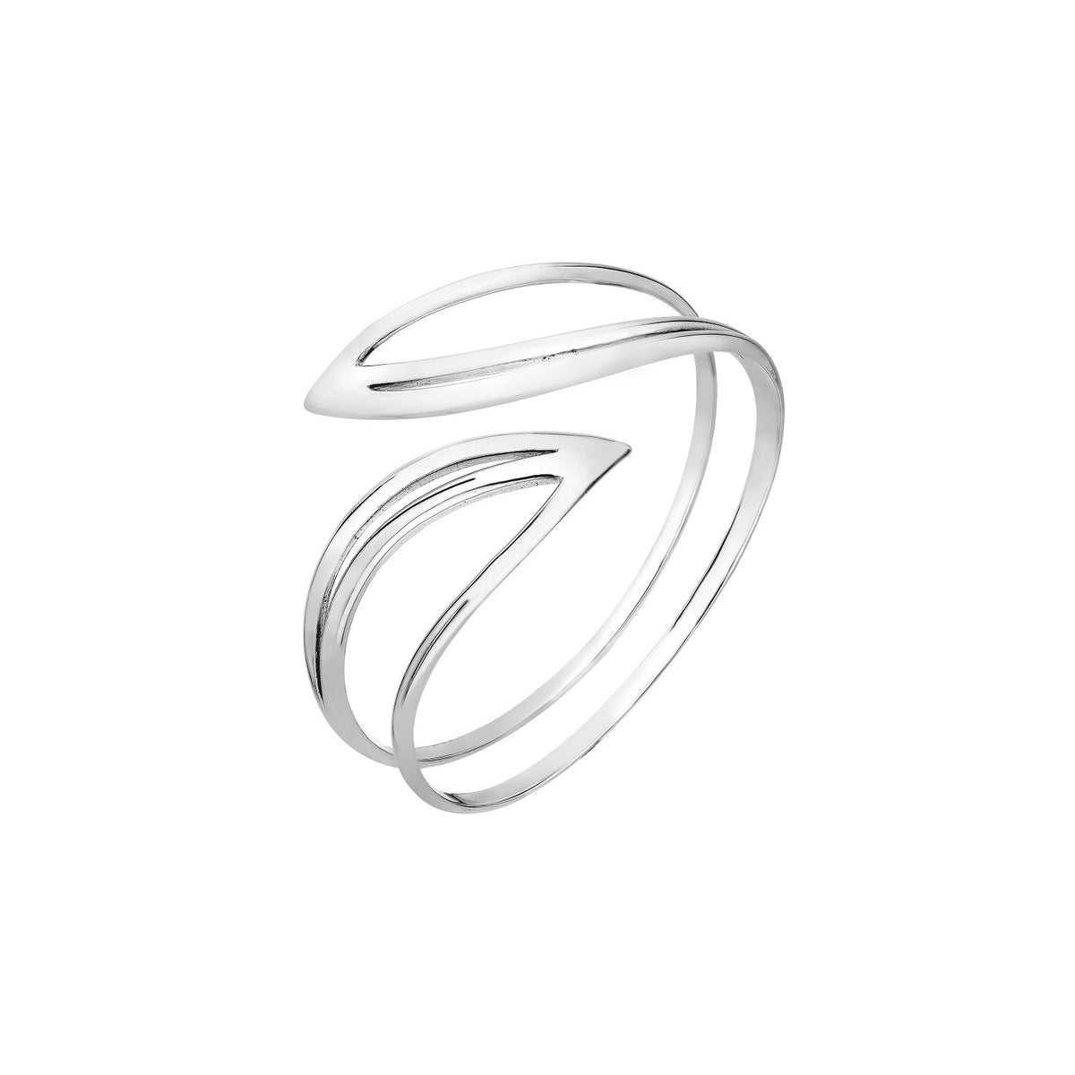 925 STERLING SILVER OVERLAP LEAF SLIP ON BANGLE F57457