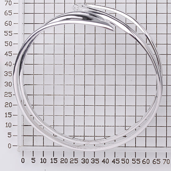 925 STERLING SILVER OVERLAP LEAF SLIP ON BANGLE