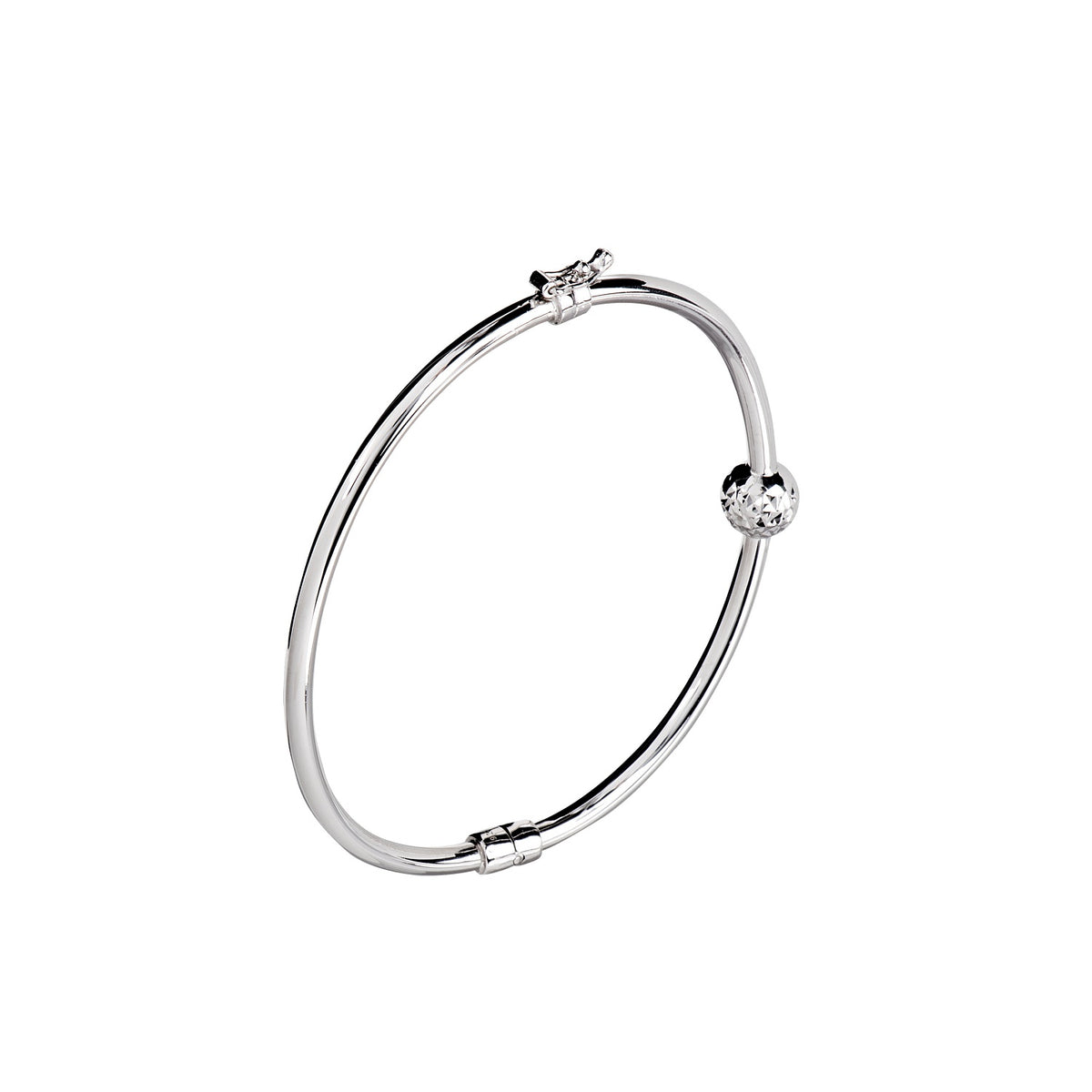 925 STERLING SILVER DISCO BALL DIAMOND CUT HINGED BANGLE F57535