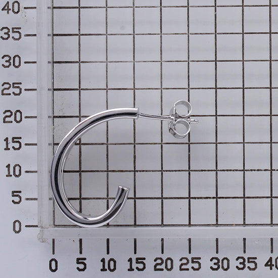 925 STERLING SILVER 20.0 MM. TRIPLE LINES HOOK SHAPE EARRINGS WITH POST F57917