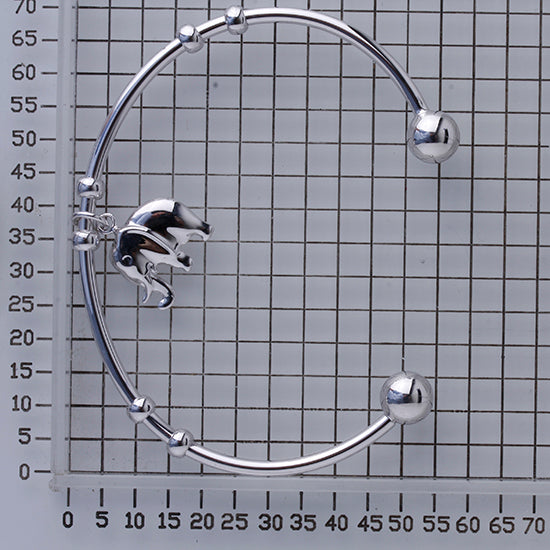 925 STERLING SILVER LIGHT WEIGHT BALL BANGLE BRACELET