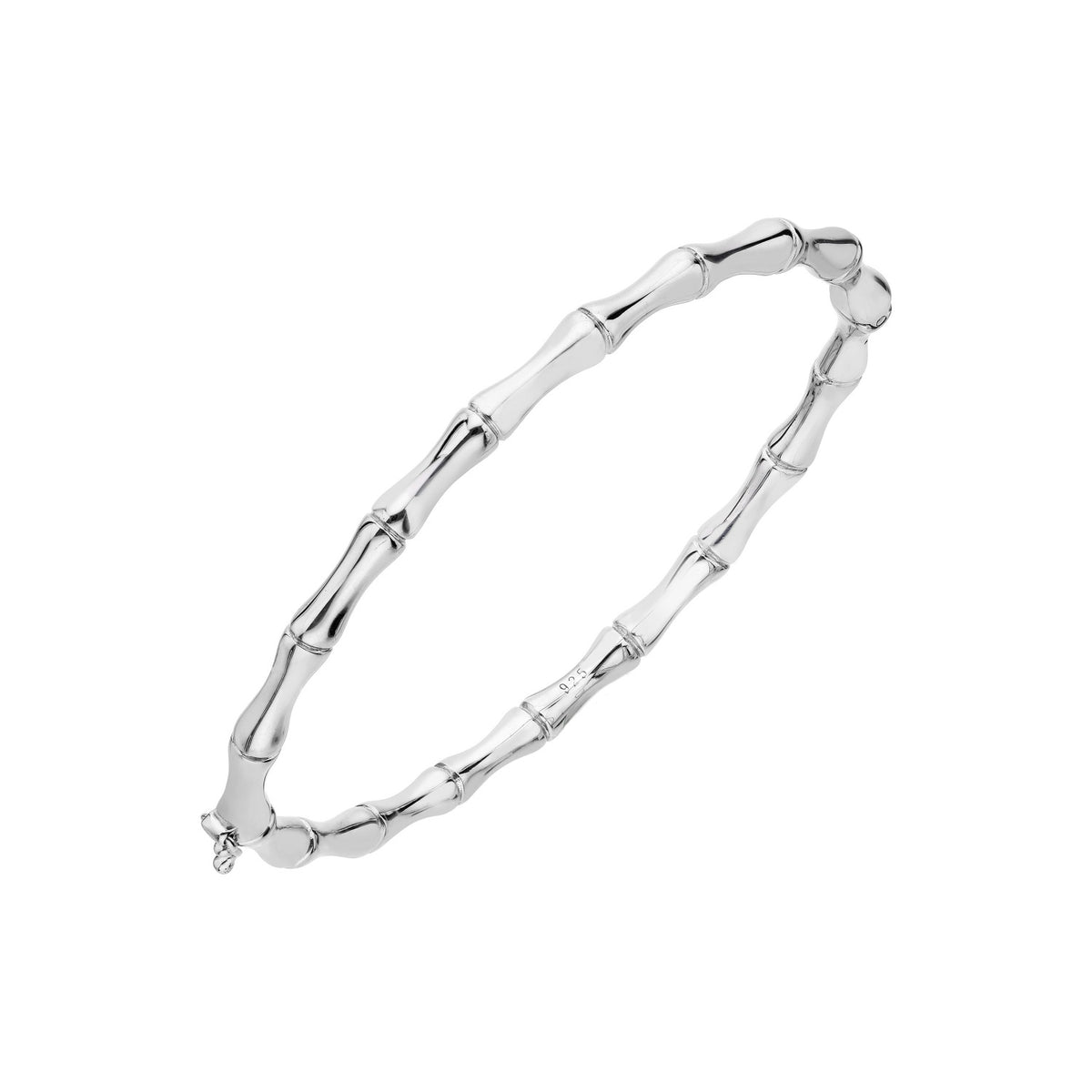 925 STERLING SILVER BAMBOO HINGED BANGLE BRACELET F59001