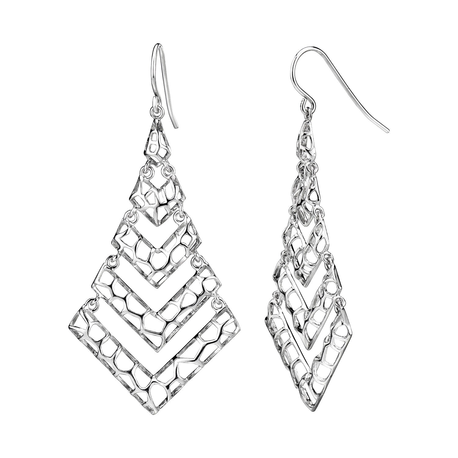 925 STERLING SILVER V SHAPE CHANDELIER EARRINGS F59344