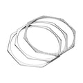 925 STERLING SILVER TRIPLE OCTAGON DIAMOND CUT SLIP ON BANGLE