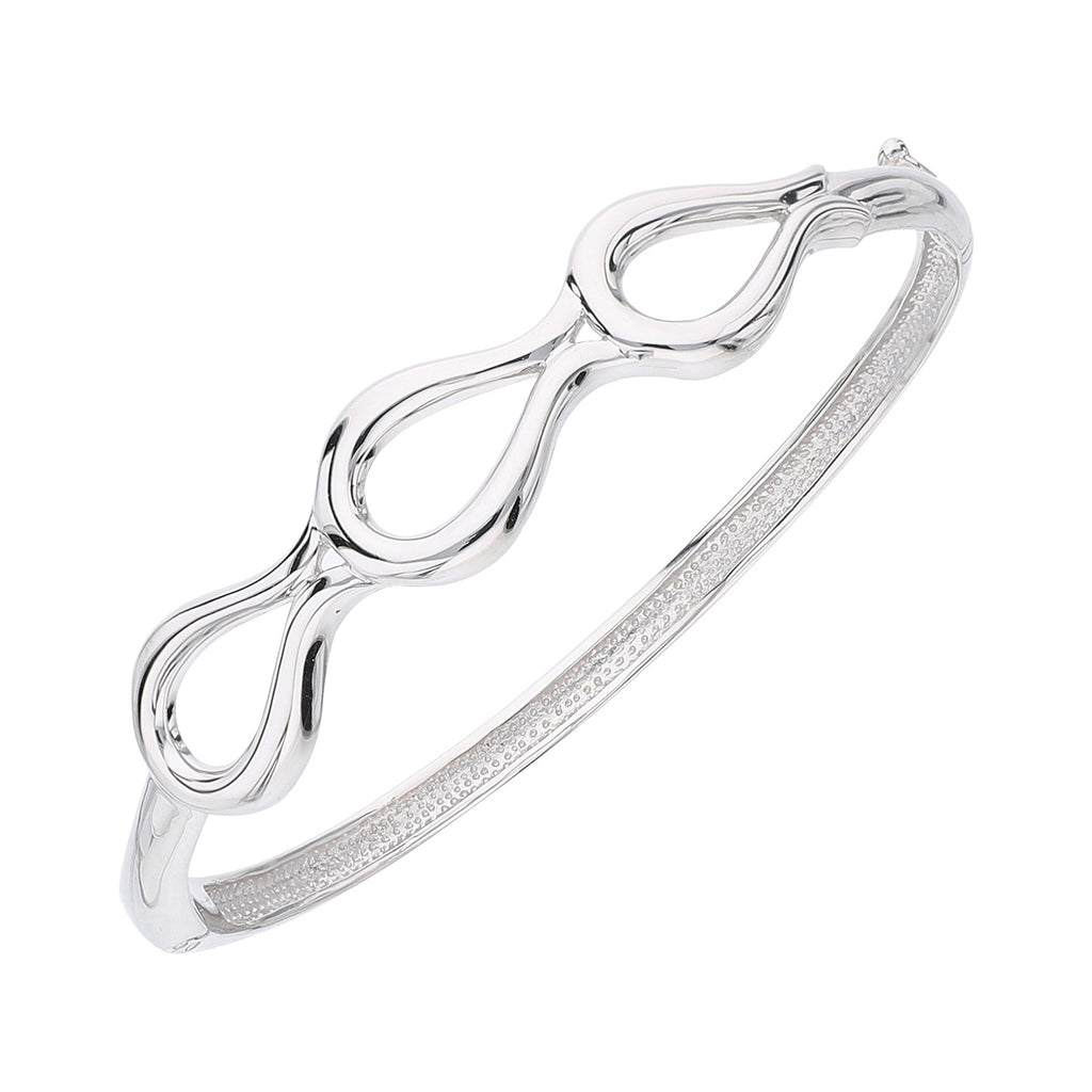 925 STERLING SILVER DROPS PATTERN HINGED BANGLE BRACELET F61451