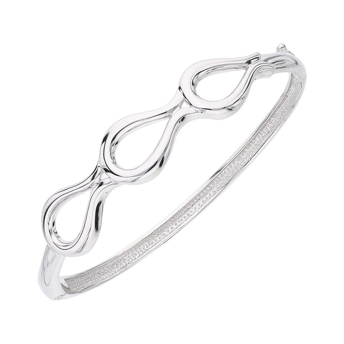 925 STERLING SILVER DROPS PATTERN HINGED BANGLE BRACELET F61451