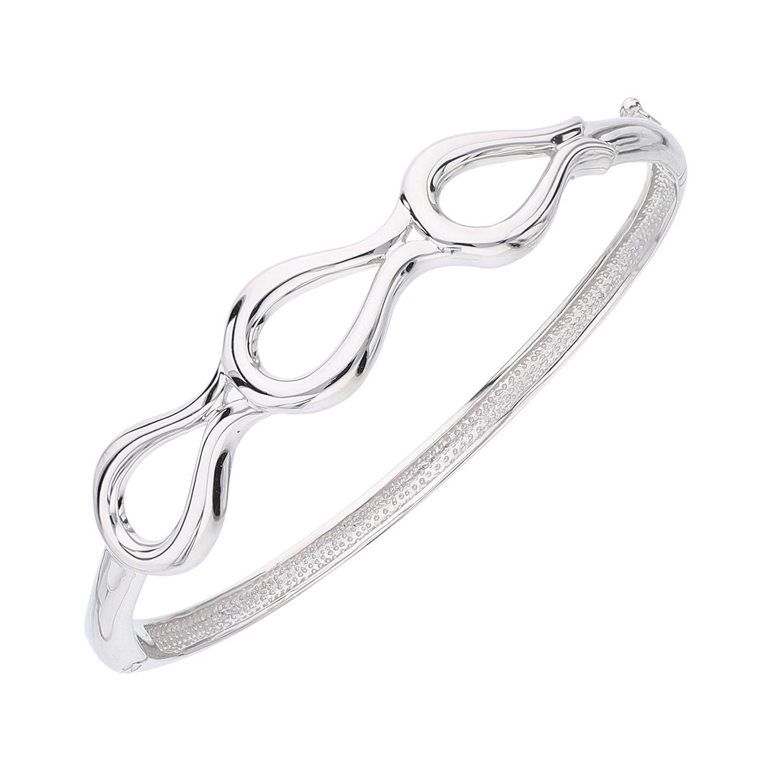 925 STERLING SILVER DROPS PATTERN HINGED BANGLE BRACELET F61451