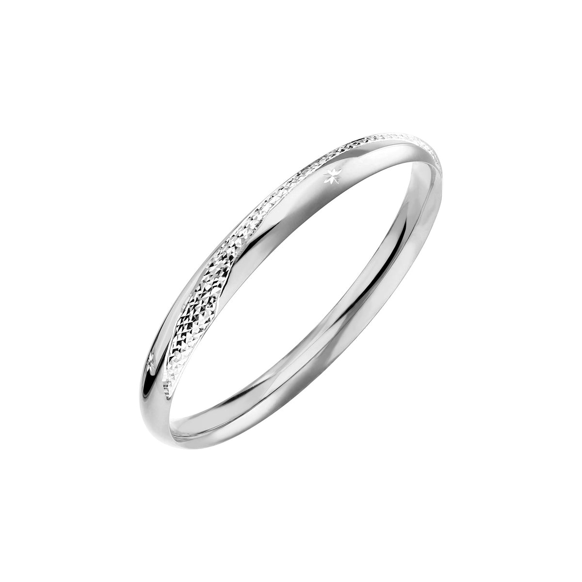 925 STERLING SILVER DIAMOND CUT PATTERN ROUND SLIP ON BANGLES F61571