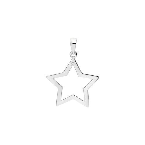 925 STERLING SILVER 5 POINTS STAR FLAT PENDANT F62166