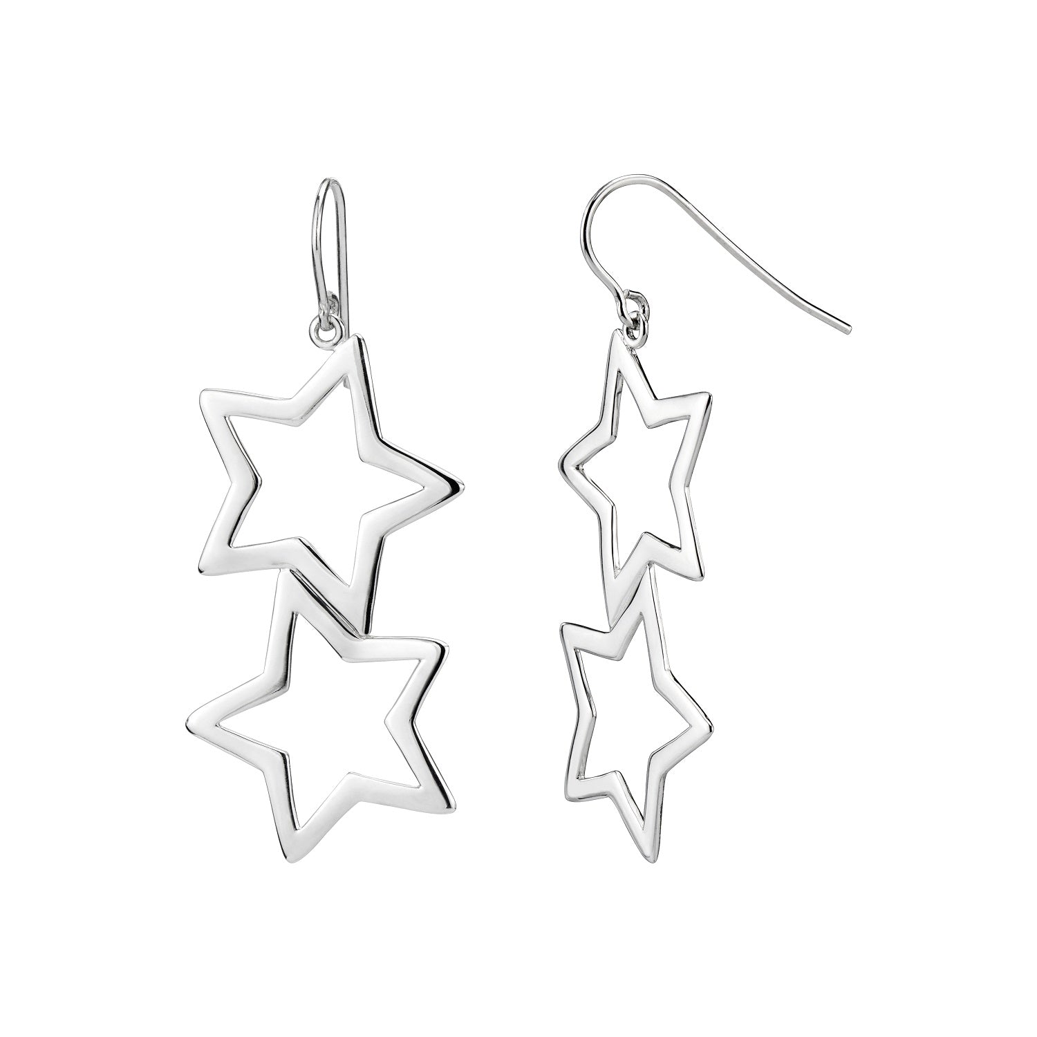 925 STERLING SILVER DANGLED STAR EARRINGS F62555