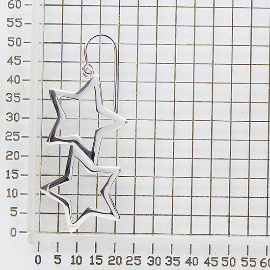 925 STERLING SILVER DANGLED STAR EARRINGS F62555