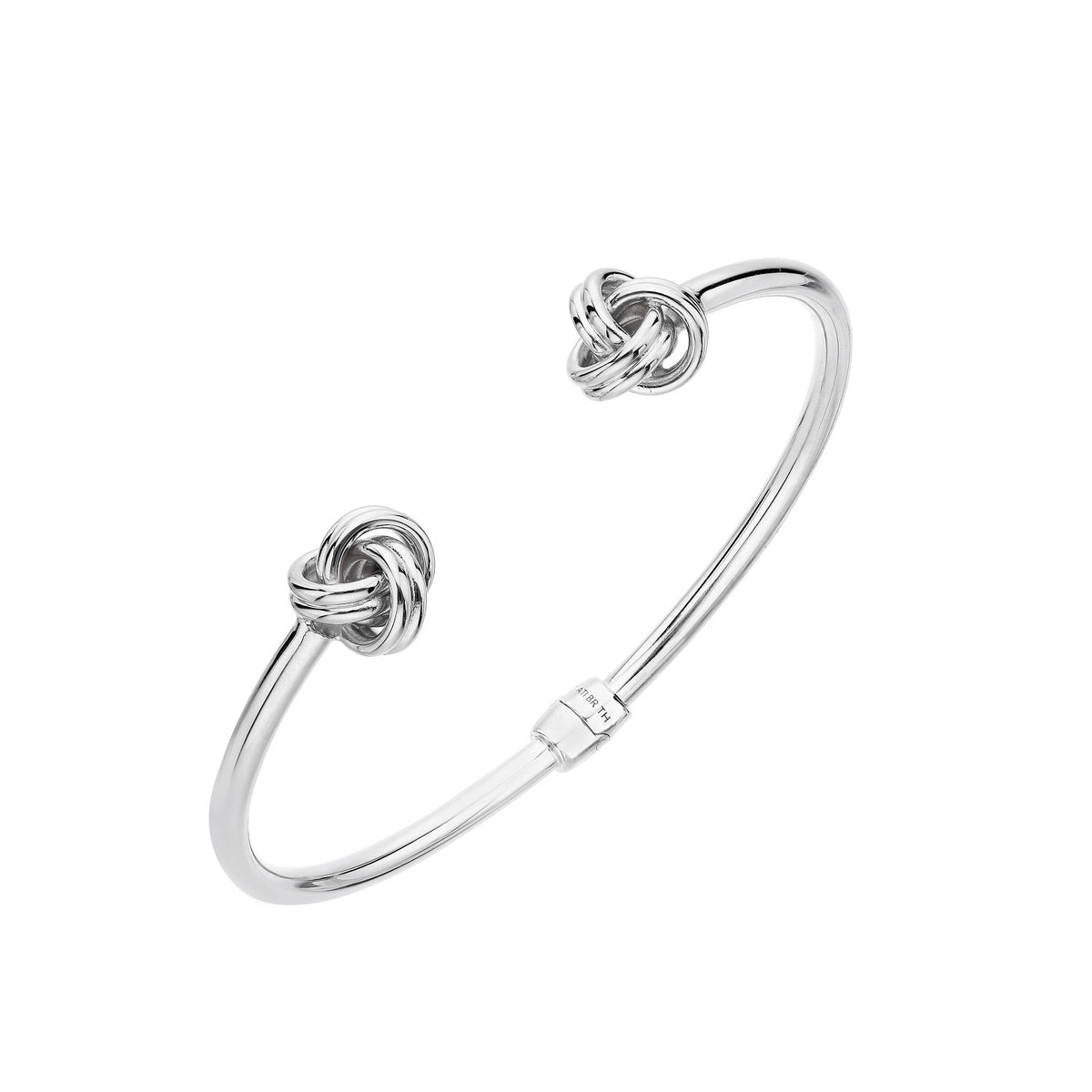 925 STERLING SILVER CLASSIC LOVE KNOTS HINGED OPEN CUFF BANGLE F64742