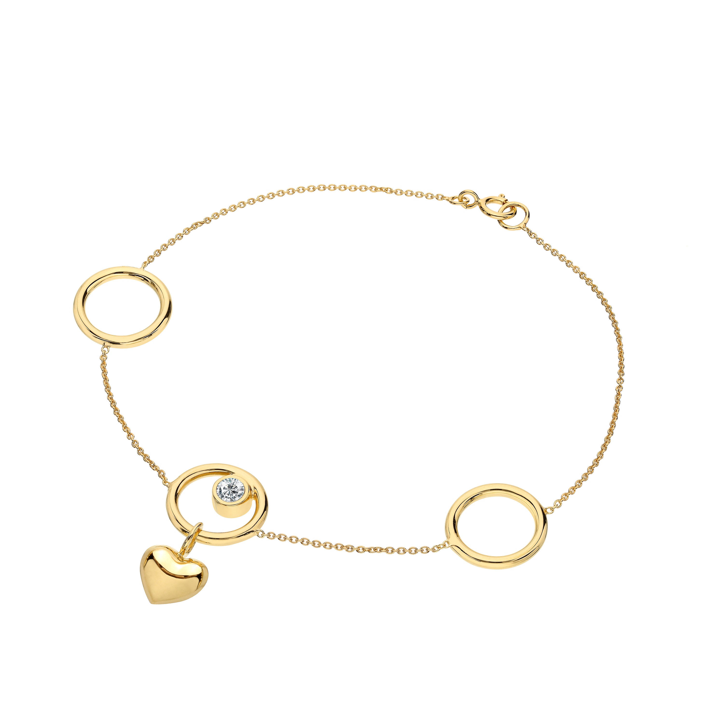 925 STERLING SILVER LIGHT WEIGHT HEART CHAIN BRACELET