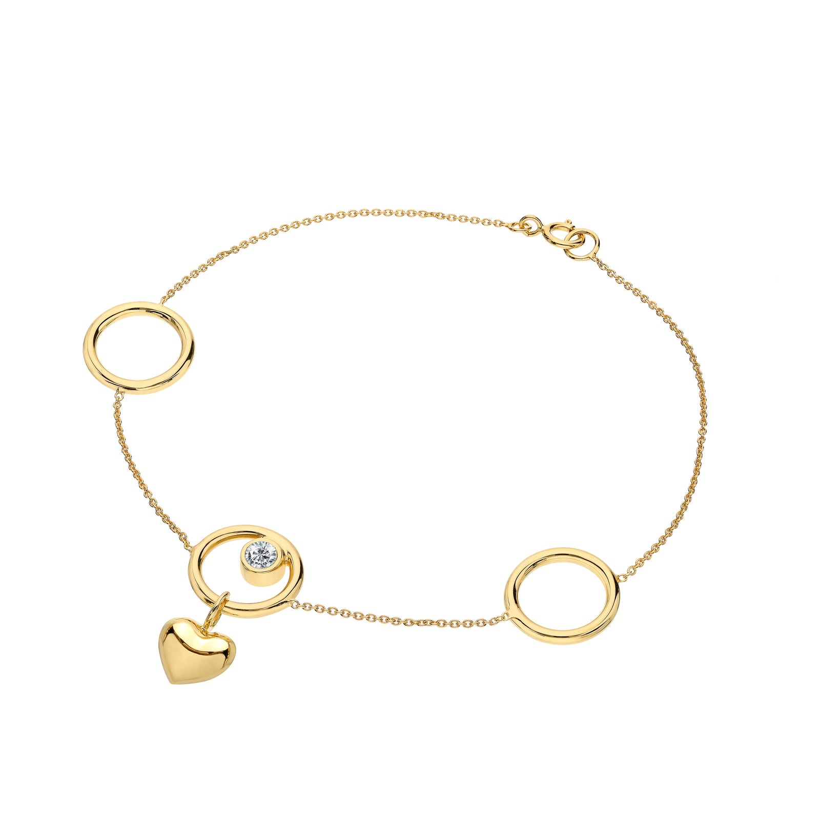 925 STERLING SILVER LIGHT WEIGHT HEART CHAIN BRACELET