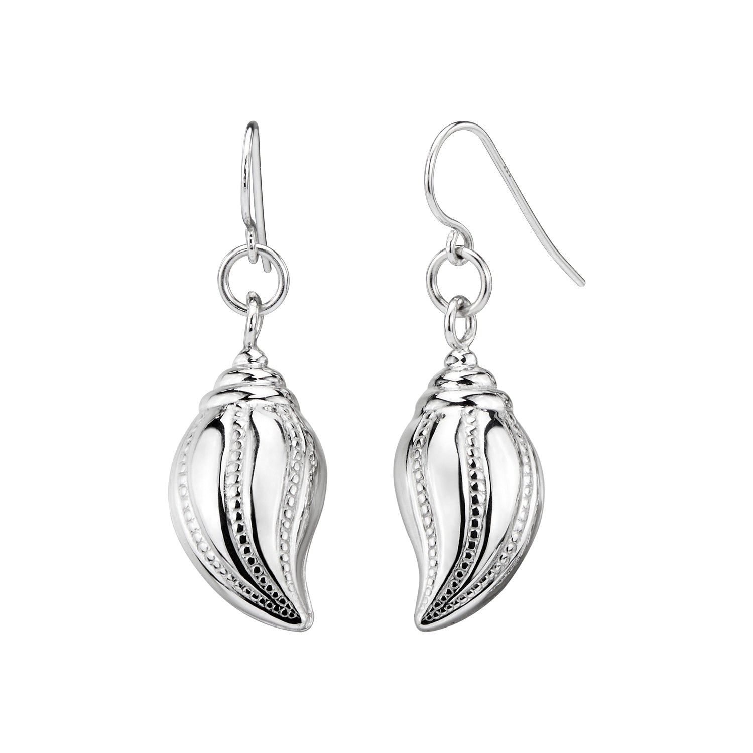 925 STERLING SILVER DANGLED CONCH EARRINGS F68326