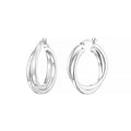 925 STERLING SILVER 30.0 MM. DOUBLE CROSSOVER SQUARE TUBE ROUND HOOP EARRINGS F70217
