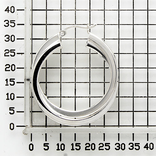 925 STERLING SILVER 30.0 MM. DOUBLE CROSSOVER SQUARE TUBE ROUND HOOP EARRINGS F70217