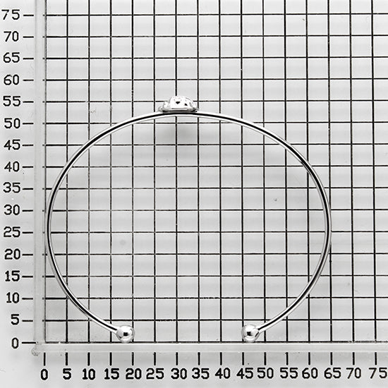 925 STERLING SILVER TINY LADYBUG BALL END OPEN CUFF BANGLE