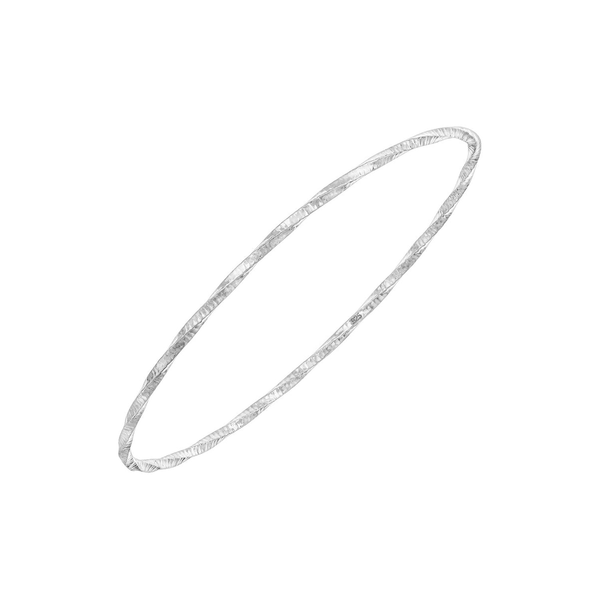 925 STERLING SILVER THIN TWISTED ALL AROUND SLIP ON BANGLE F70862