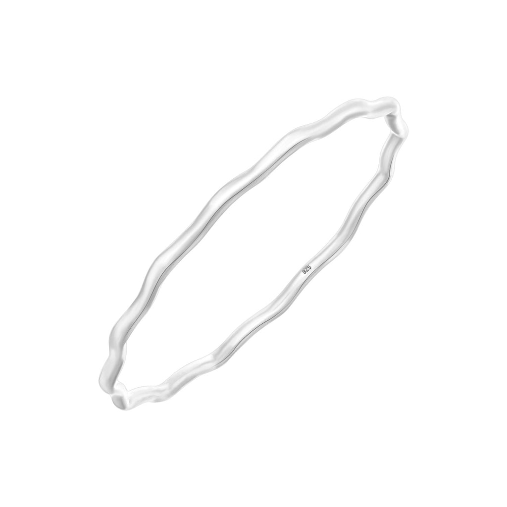 925 STERLING SILVER WAVY ROUND SLIP ON BANGLE F70984