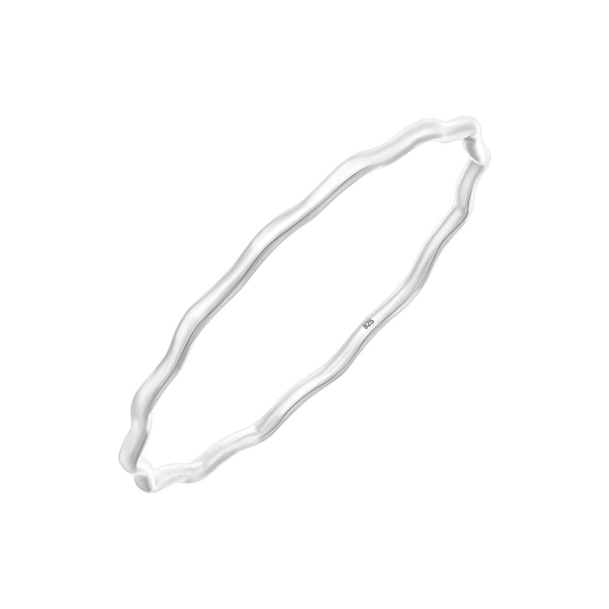 925 STERLING SILVER WAVY ROUND SLIP ON BANGLE F70984