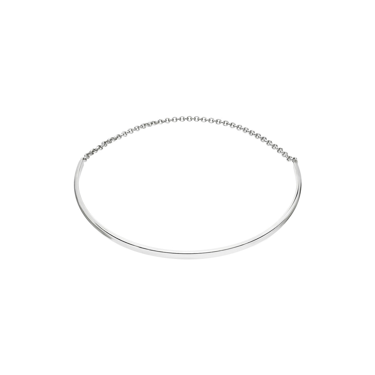 925 STERLING SILVER HALF ROUND SLIP ON BANGLE CHAIN BRACELET F70985