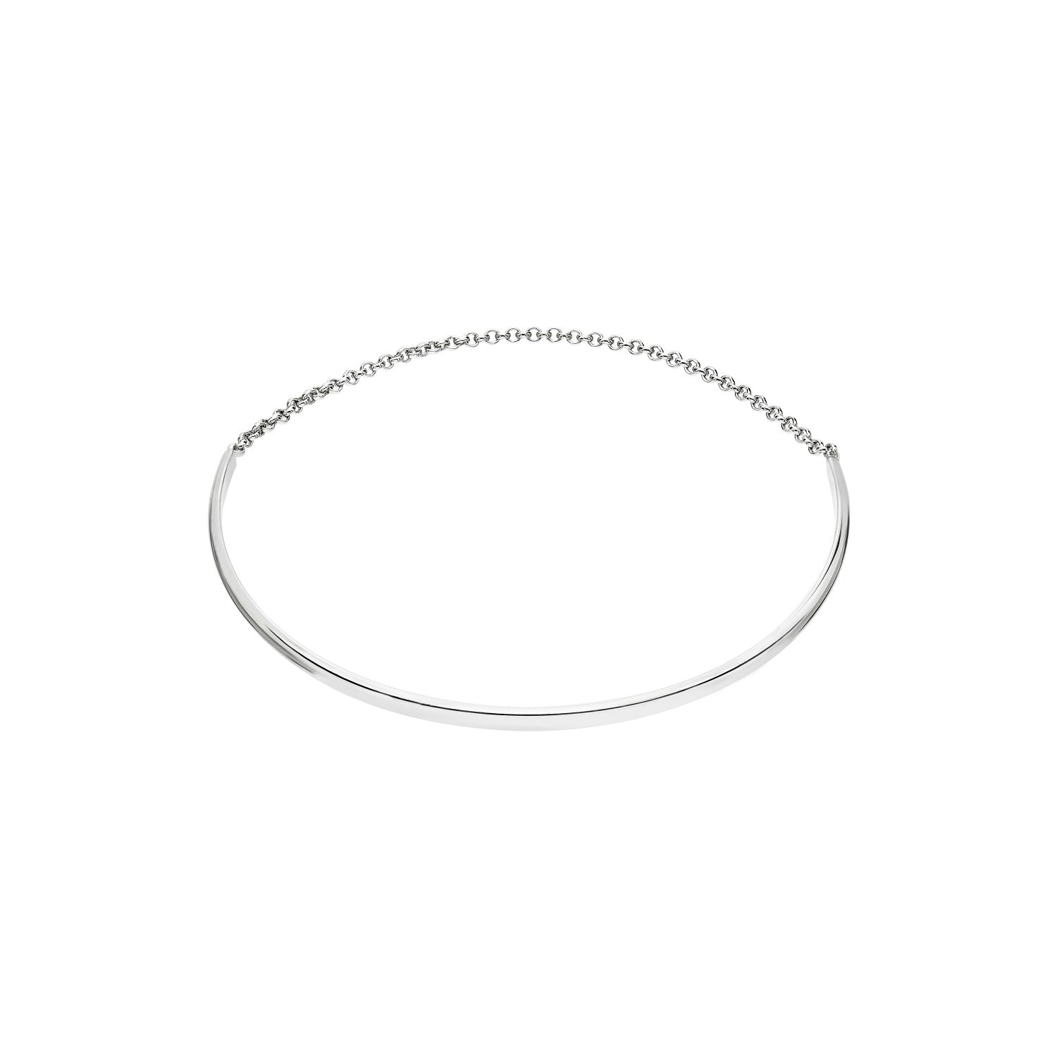 925 STERLING SILVER HALF ROUND SLIP ON BANGLE CHAIN BRACELET F70985