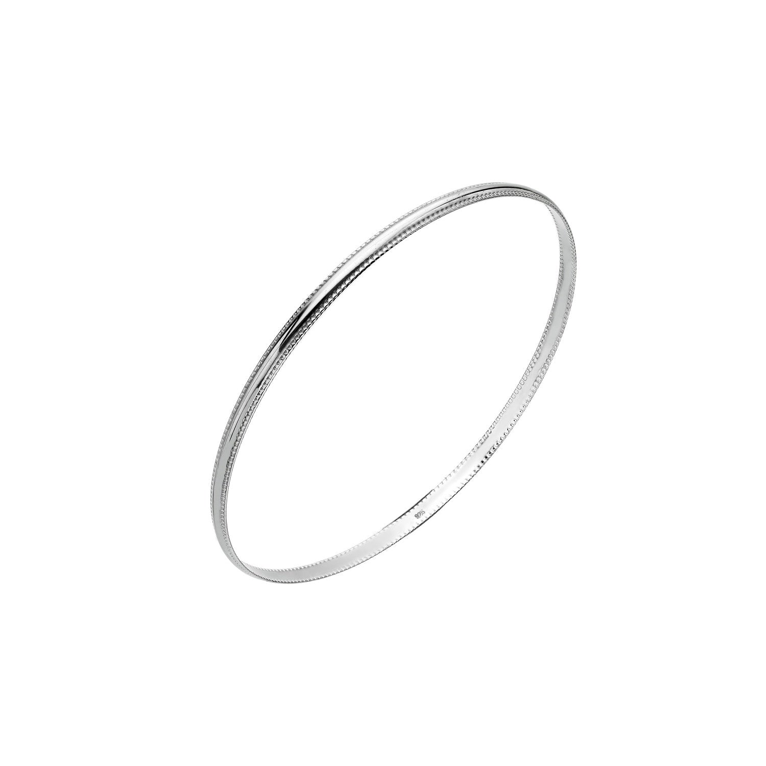 925 STERLING SILVER EDGED DIAMOND CUT ROUND SLIP ON BANGLE F71325
