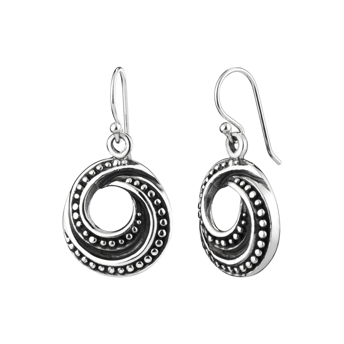 925 STERLING SILVER DOUBLE BEADED HOOP EARRINGS