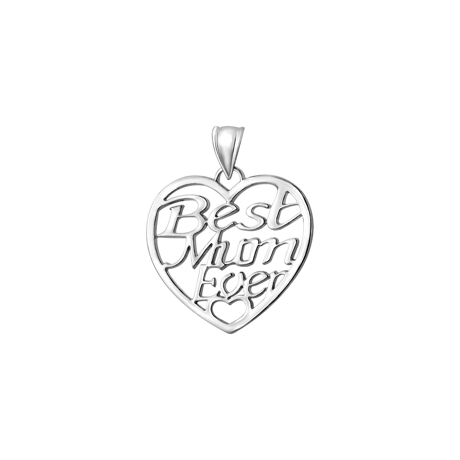 925 STERLING SILVER HEART PENDANT CHARM BEST MOM EVER F73205