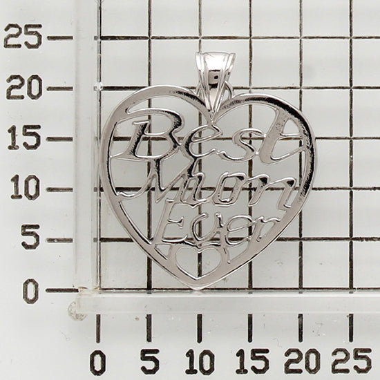 925 STERLING SILVER HEART PENDANT CHARM BEST MOM EVER F73205