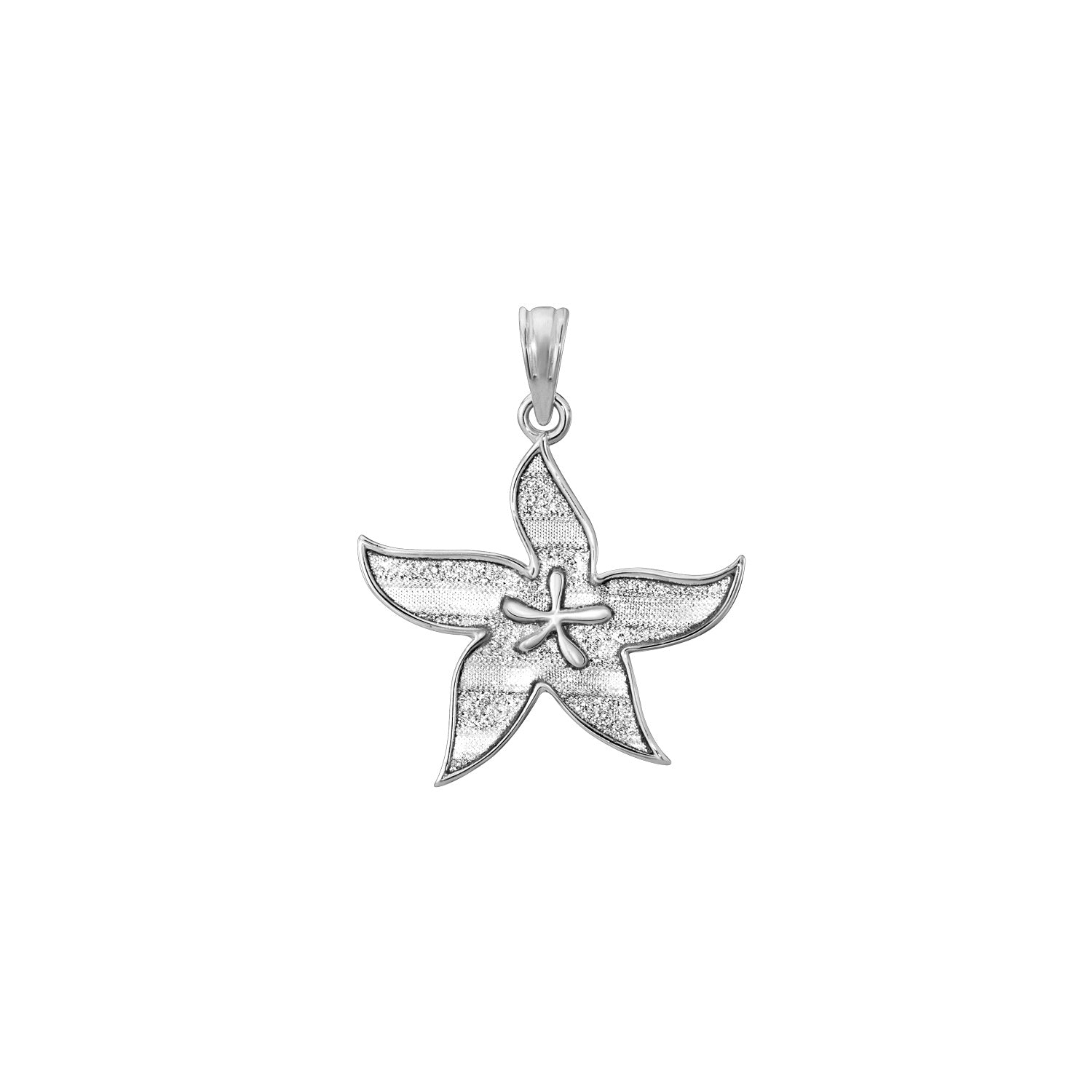 925 STERLING SILVER STARFISH PENDANT CHARM WITH GLITTER F75166