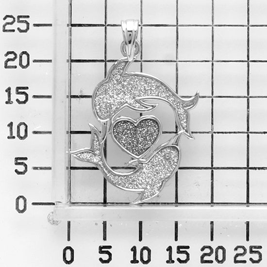 925 STERLING SILVER DOLPHINS PENDANT CHARM WITH GLITTER F75170