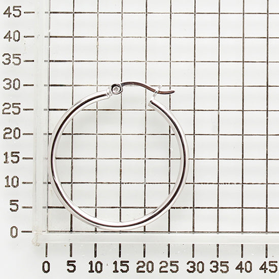 925 STERLING SILVER ROUND HOOP EARRINGS PLAIN 30.0 MM F76607