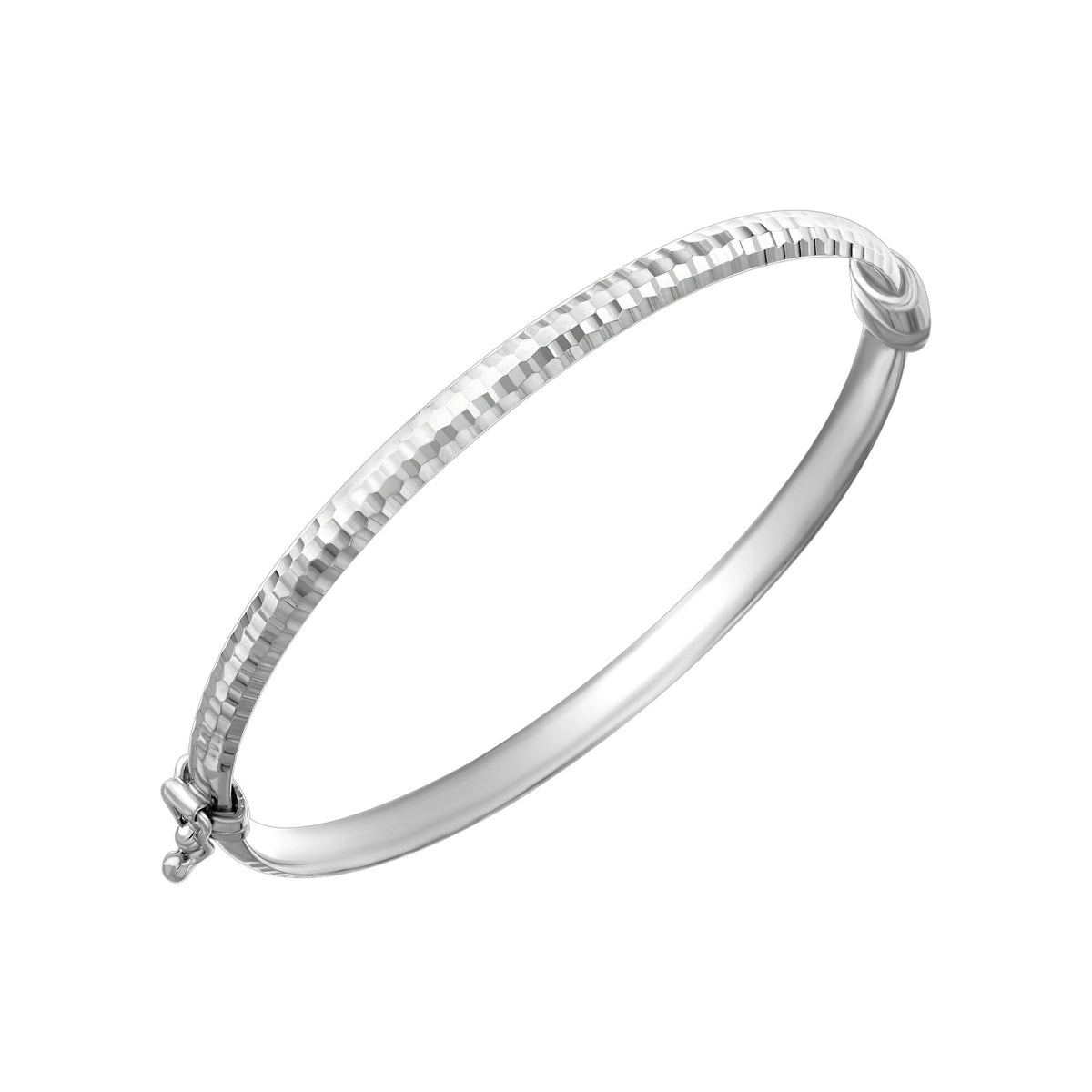 925 STERLING SILVER CLASSIC DIAMOND CUT HINGED BANGLE F77069