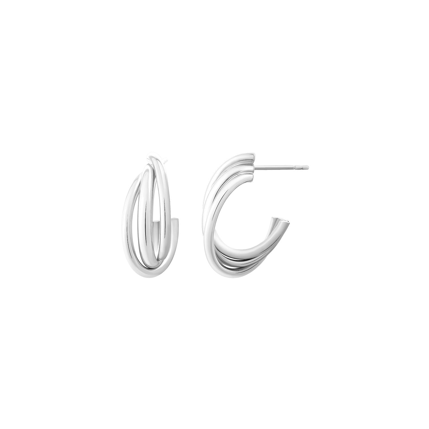 925 STERLING SILVER 20.0 MM. TRIPLE CROSSOVERD EARRINGS WITH POST F77523