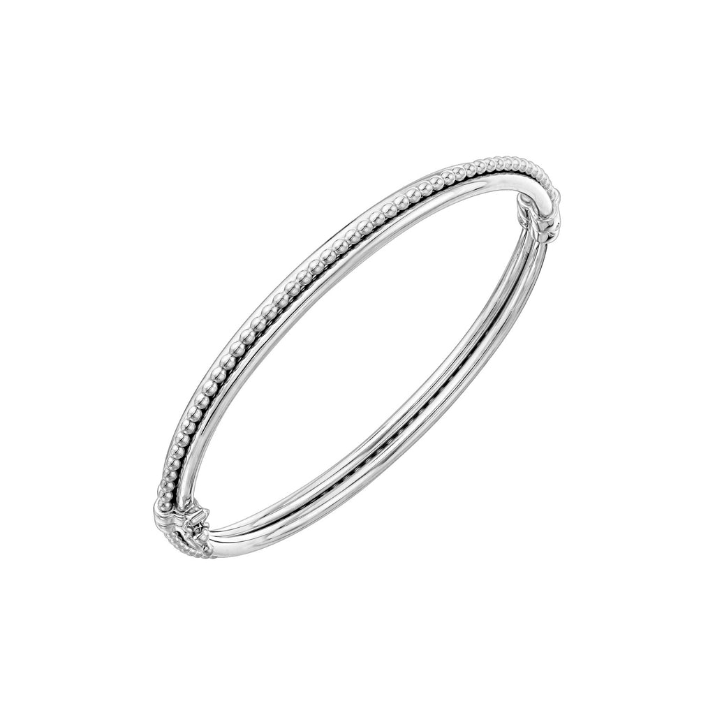 925 STERLING SILVER CAVIAR OVAL HINGED BANGLE BRACELET F78167