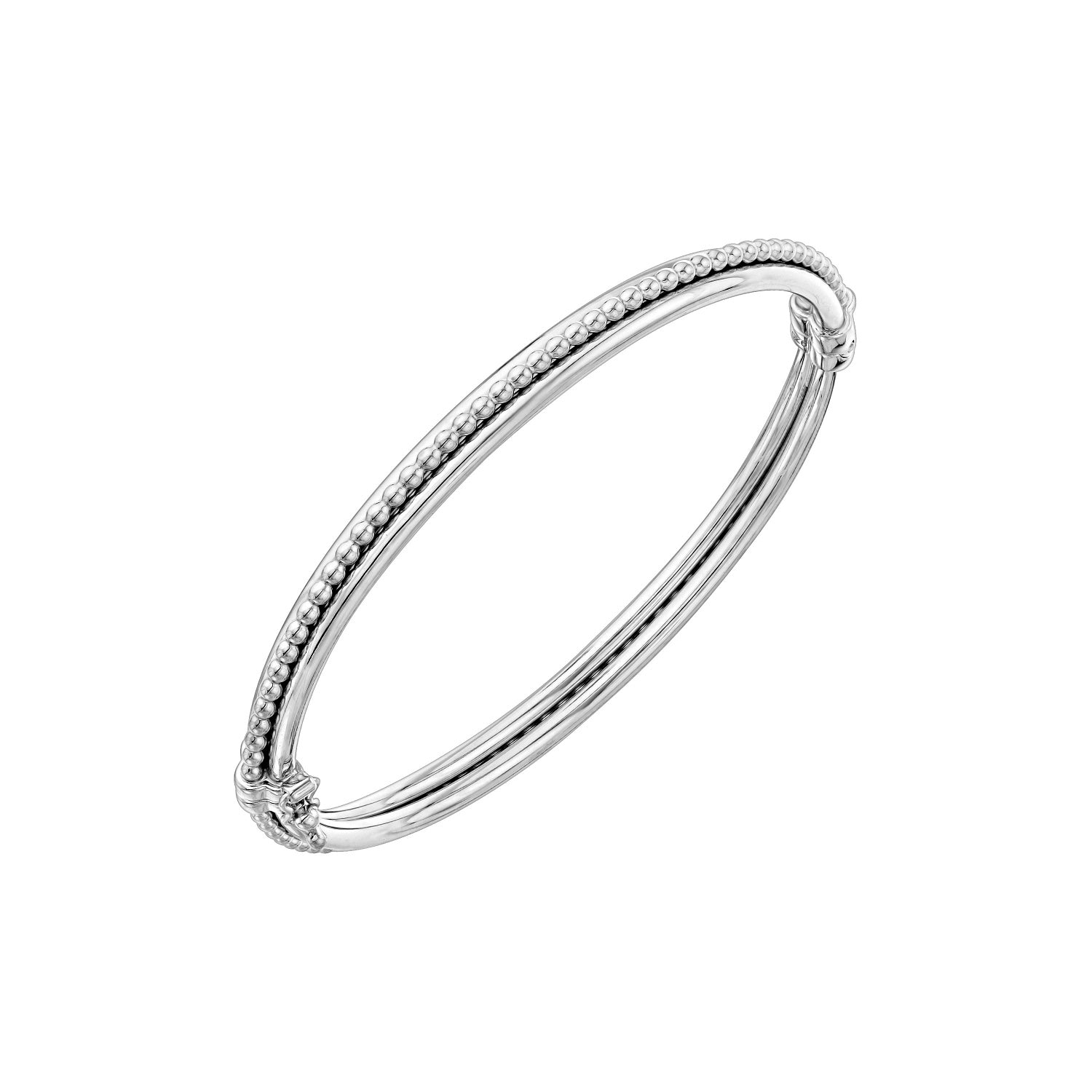 925 STERLING SILVER CAVIAR OVAL HINGED BANGLE BRACELET F78167