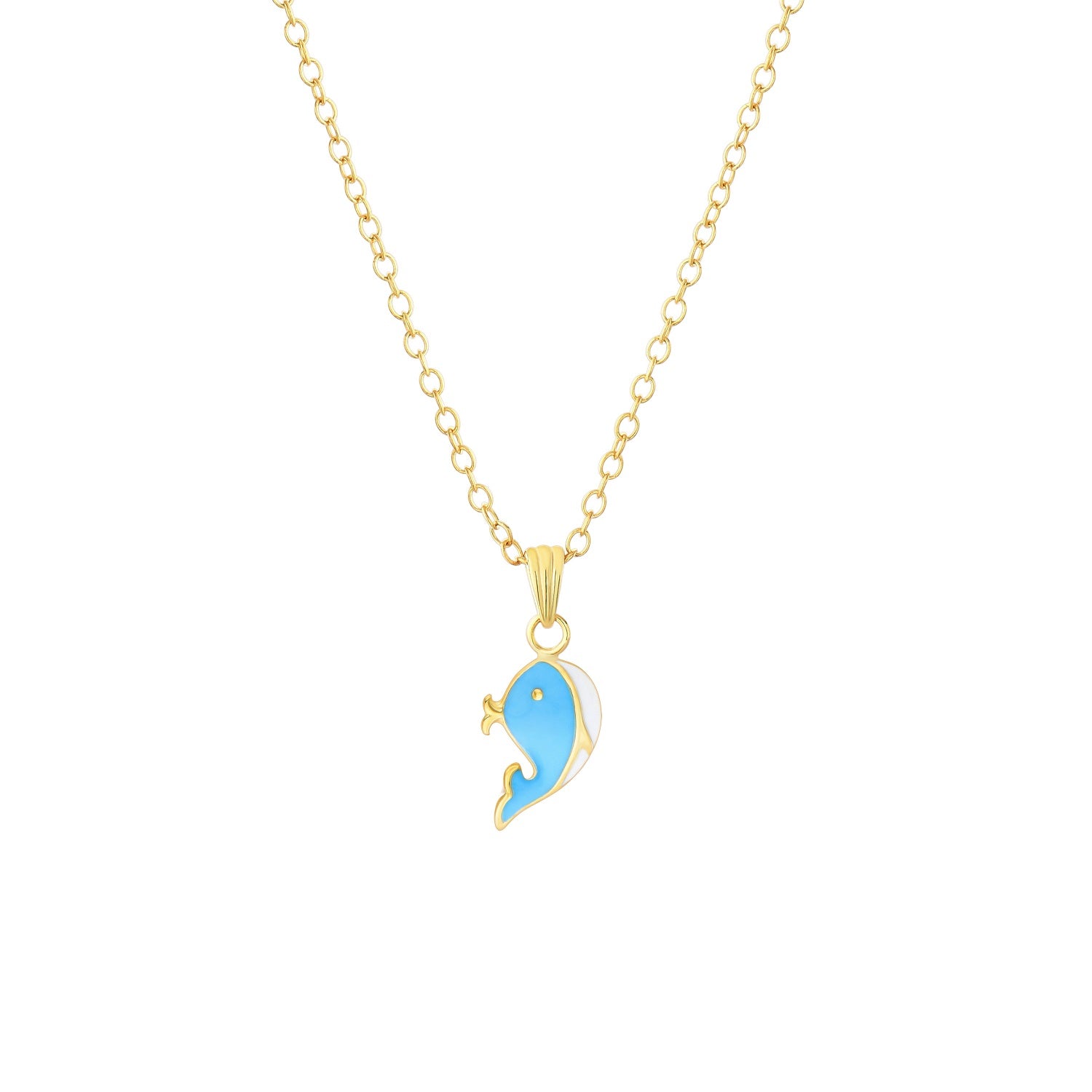 925 STERLING SILVER LITTLE DOLPHIN ENAMEL PENDANT F78327