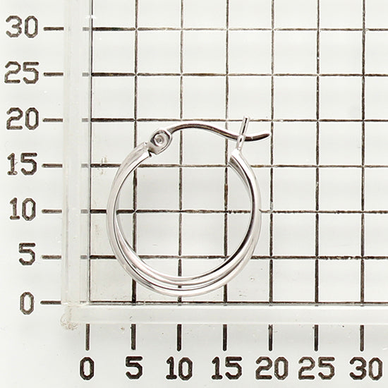 925 STERLING SILVER 15.0 MM. CROSSOVER HALF ROUND SHAPE HOOP EARRINGS F78385