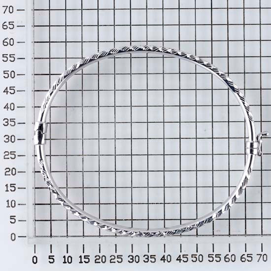 925 STERLING SILVER CLASSIC HALF DIAMOND CUT HALF PLAIN HINGED BANGLE F78676