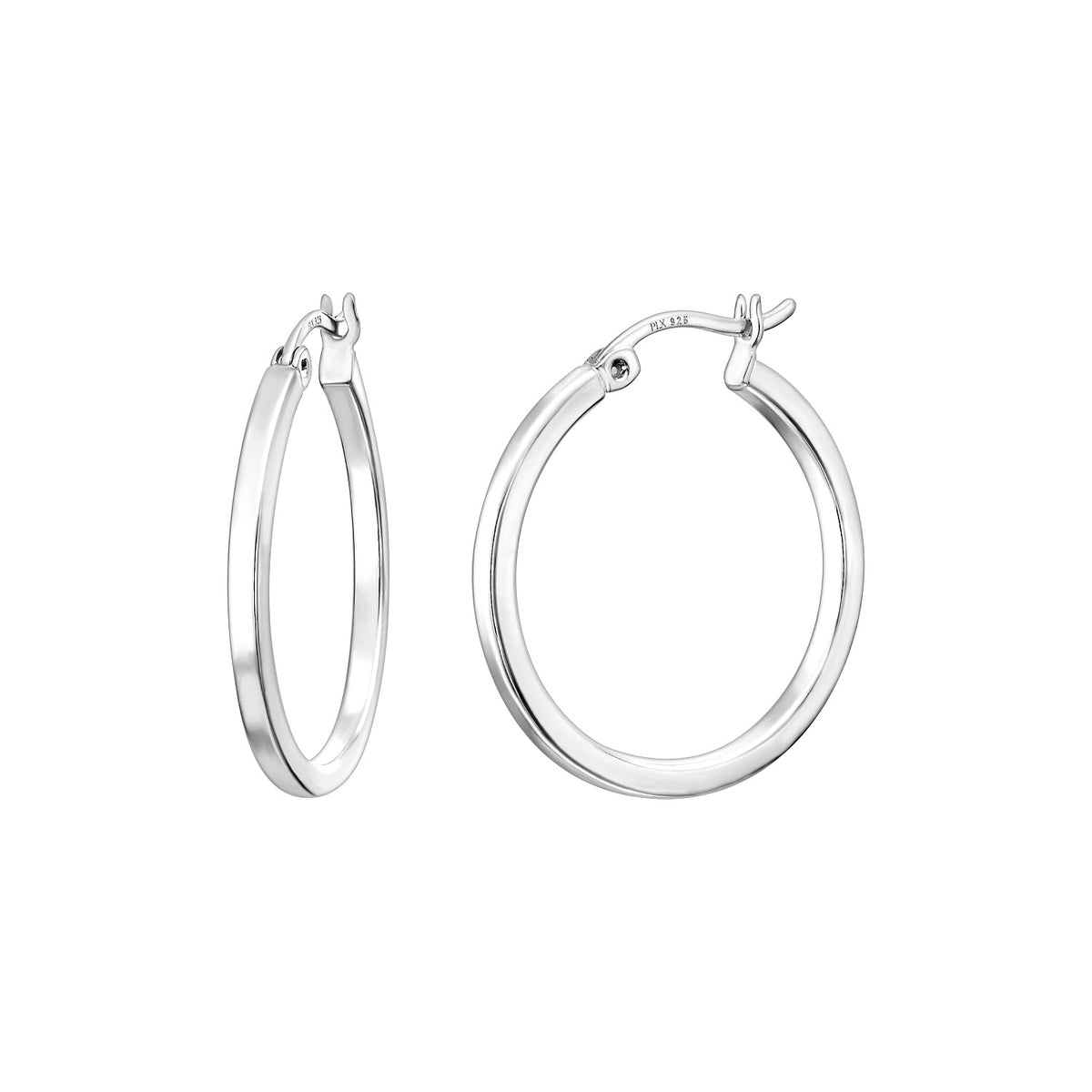 925 STERLING SILVER 25.0 MM. SQUARE TUBE HOOP EARRING F79308