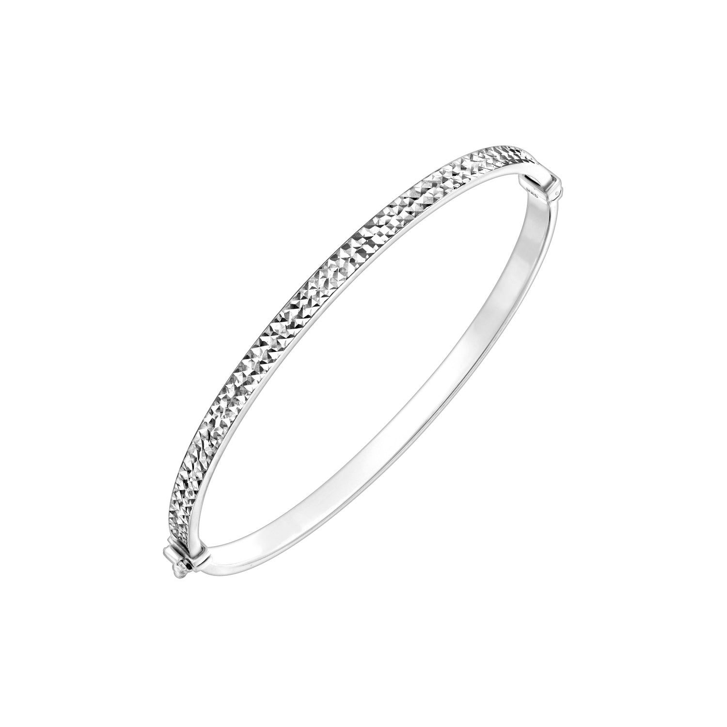 925 STERLING SILVER DIAMOND CUT ALL ROUND HINGED BANGLE F79676