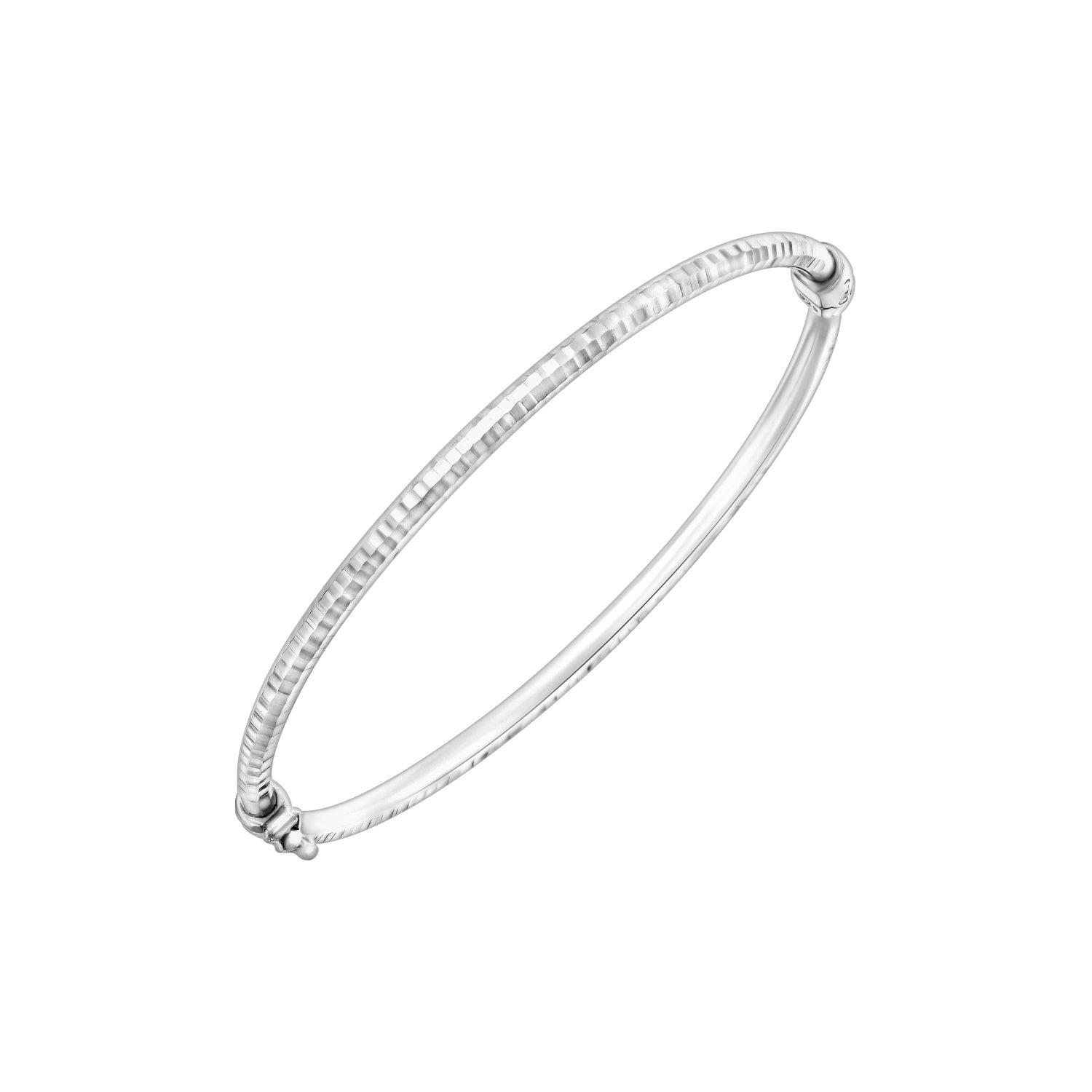 925 STERLING SILVER CLASSIC DIAMOND CUT ALL ROUND HINGED BANGLE F79945