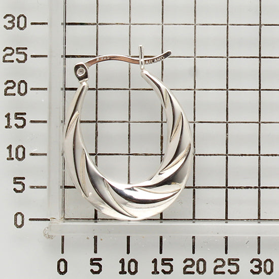 925 STERLING SILVER BACK TO BACK CLASSIC PATTERN HOOP EARRINGS F83275