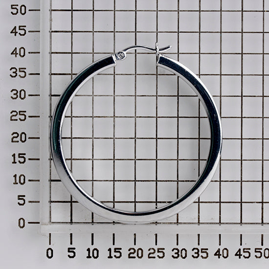 925 STERLING SILVER SQUARE ROUND HOOP EARRINGS 40.0 MM F83575