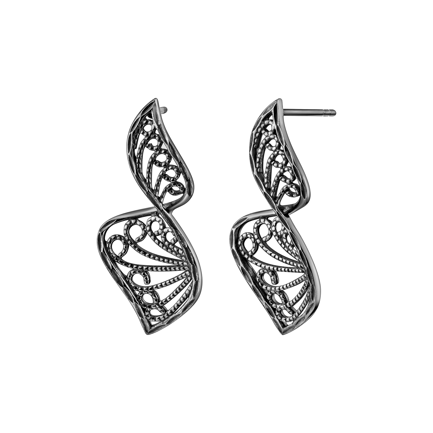 925 STERING SILVER ORGANIC FILLIGREE EARRINGS