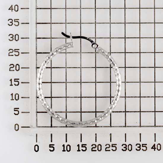 925 STERLING SILVER ROUND HOOP EARRINGS WITH DIAMOND CUT 30.0 MM F84797