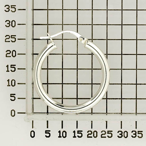 925 STERLING SILVER 25.0 MM. ROUND TUBE HOOP EARRINGS F85156